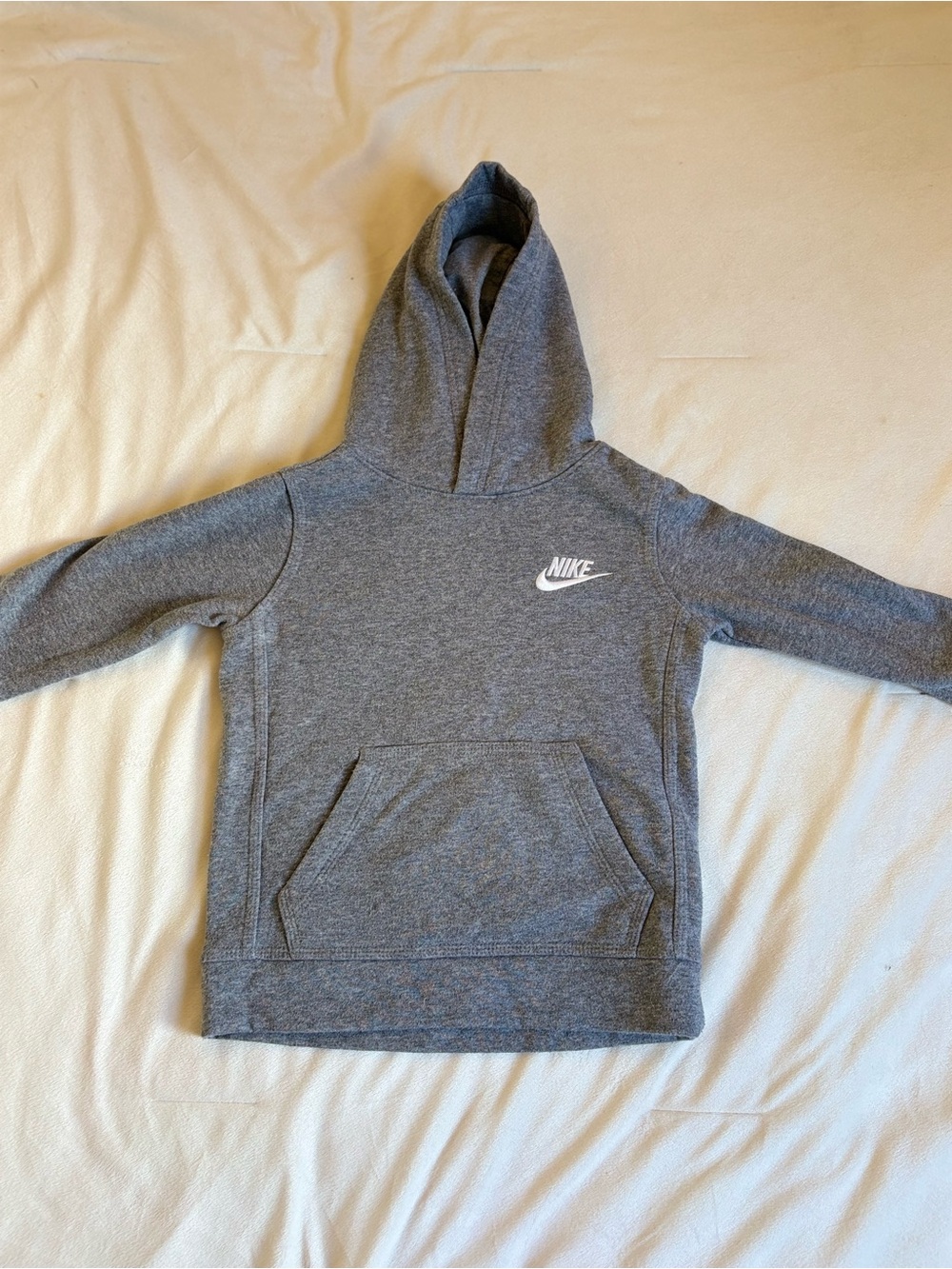 Nike Kids Gray Pullover Hoodie with White Swoosh